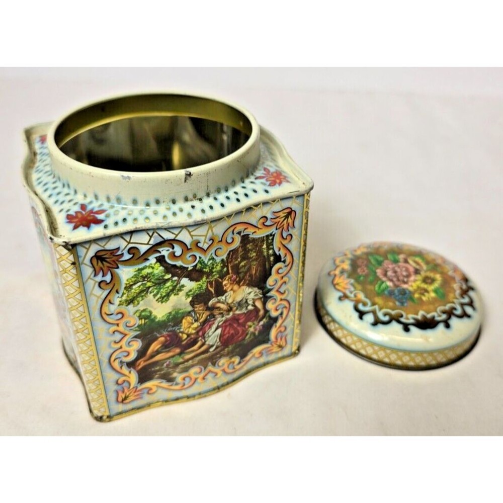 Vintage Daher Biscuit Tin Romance In The Forest Scene 4 1/2" - Picture 15 of 16